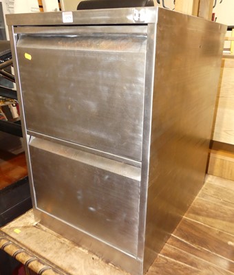 Lot 1329 - A brushed steel two-drawer office filing...