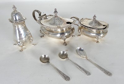 Lot 309 - A George V silver mustard pot, of rectangular...