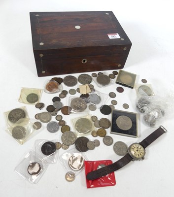 Lot 392 - A Victorian rosewood box and contents, to...