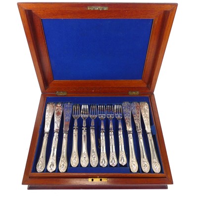 Lot 261 - A late Victorian silver plated set of fish...