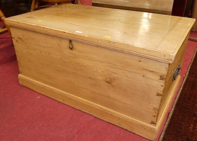 Lot 1347 - A rustic pine hinge top tool chest, having an...