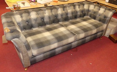 Lot 1464 - A contemporary fabric buttoned upholstered...
