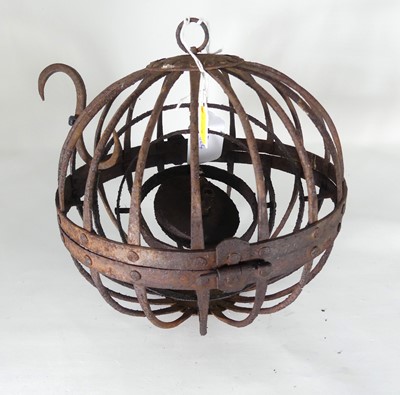 Lot 425 - An iron lantern, of spherical shape, with...