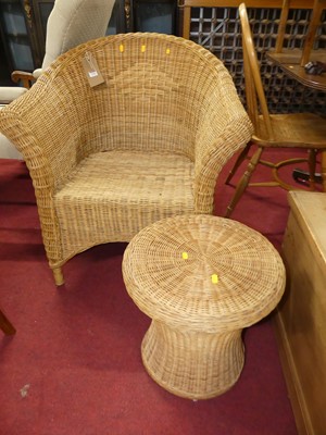 Lot 1356 - A contemporary wicker tub conservatory chair,...