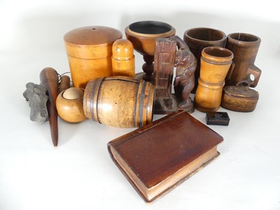 Lot 436 - A collection of treen, to include a 19th...