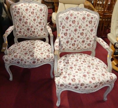 Lot 1366 - A pair of decorative provincial French painted...