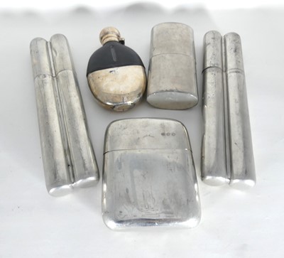 Lot 454 - A pewter combination cigar case and flask,...