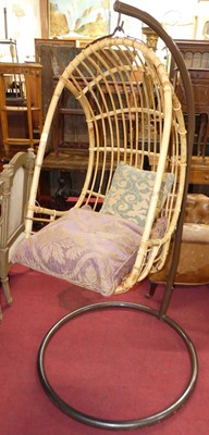 Lot 1383 - A mid-20th century bamboo hanging chair,...