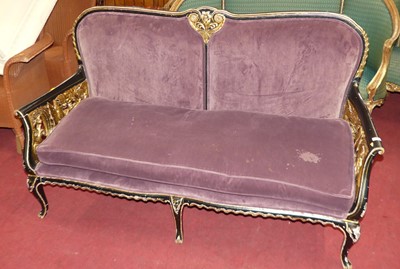 Lot 1384 - A French black painted and gilt decorated...