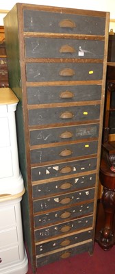 Lot 1401 - A bank of 14 engineer's drawers, h.183.5cm,...