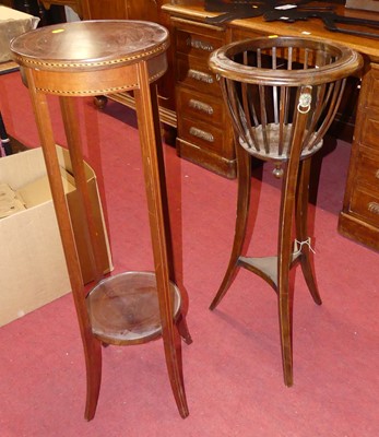 Lot 1408 - An Edwardian mahogany two-tier plant stand,...