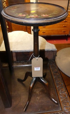 Lot 1445 - A mahogany and floral polychrome painted small...