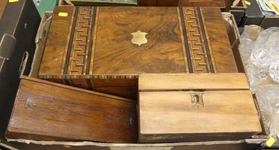 Lot 526 - A Victorian walnut Tunbridge inlaid writing...
