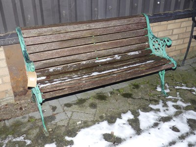 Lot 1470 - A pierced metal ended and wood slatted...