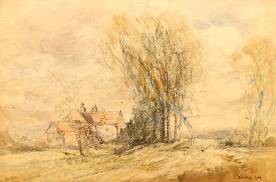 Lot 1163 - John Keeley (1849-1930) - Farmstead with trees,...