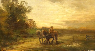 Lot 1167 - 19th century English school - Horses working,...