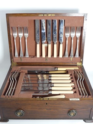 Lot 264 - A 1930s Mappin & Webb oak cased canteen of...