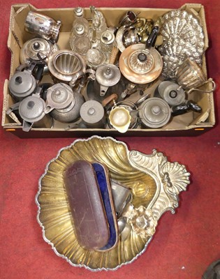 Lot 273 - A collection of silver plate and metal wares...