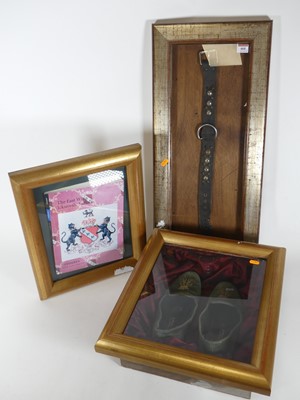 Lot 468 - A studded black leather dog collar, together...