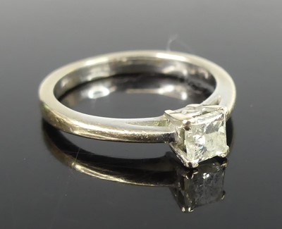Lot 2513 - An 18ct white gold diamond solitaire ring,...