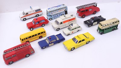 Lot 1075 - 12 various loose Dinky Toys emergency services...