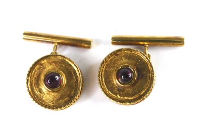 Lot 2536 - A pair of yellow metal button style cufflinks,...