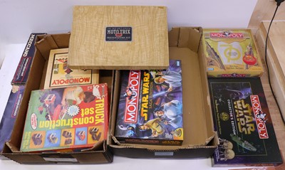 Lot 1796 - Two trays containing Meccano, Monopoly, and...