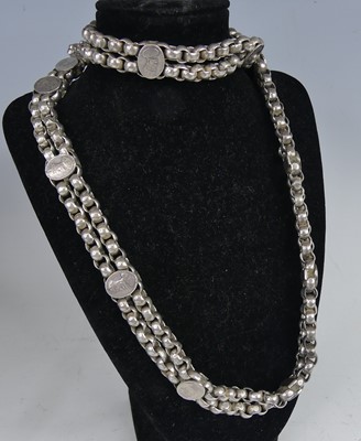 Lot 2550 - A heavy white metal rounded belcher link...