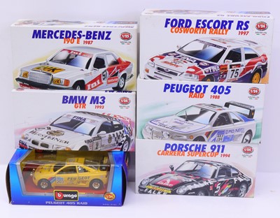 Lot 1735 - Burago 1/24 scale group of five white metal...