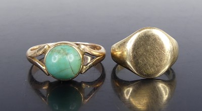 Lot 2589 - A child's 9ct gold signet ring, size F;...