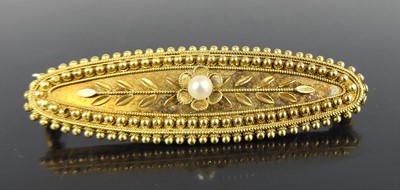 Lot 2590 - A Victorian yellow metal and seed pearl set...