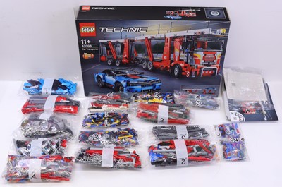 Lot 1593 - Lego Technic No. 42098 Car Transporter housed...