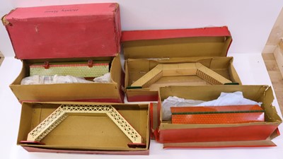 Lot 198 - Two boxes containing various Hornby 0 gauge...