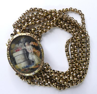 Lot 2657 - A yellow metal seven-row rounded belcher link...