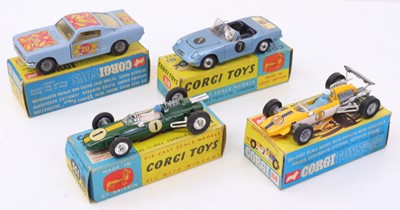 Lot 1303 - Corgi Toys boxed racing car diecast group, 4...