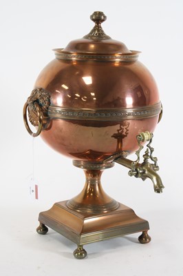 Lot 6 - A mid-19th century copper and brass samovar,...