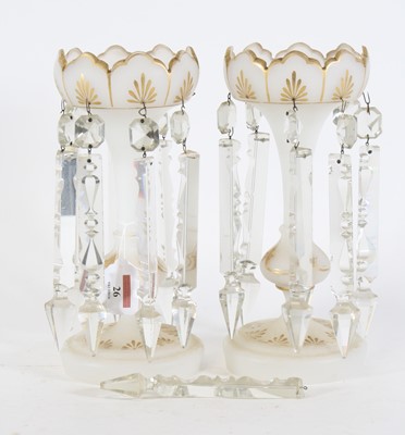 Lot 26 - A pair of 19th century white satin glass table...