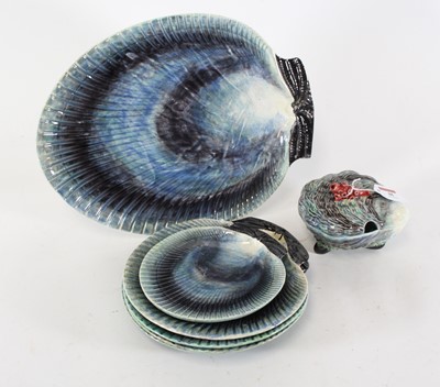 Lot 48 - A Portuguese majolica shell shaped part table...