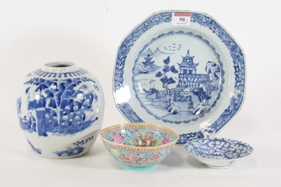 Lot 50 - A Chinese export porcelain blue and white soup...