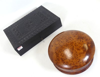 Lot 84 - A contemporary burr wood box and cover, of...
