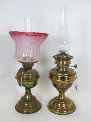 Lot 105 - A Victorian oil lamp, having an acid etched...