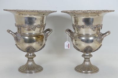 Lot 114 - A pair of silver plated wine coolers of...