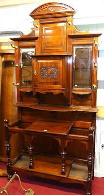 Lot 1135 - An Edwardian walnut hall-stand, having twin...
