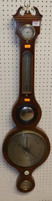 Lot 1144 - A Regency mahogany four-dial wheel barometer,...