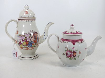 Lot 151 - An 18th century creamware coffee pot, probably...