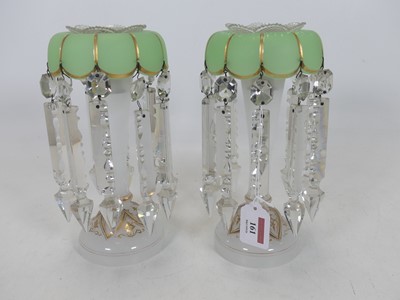 Lot 161 - A pair of 19th century frosted and green satin...