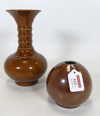 Lot 163 - A Chinese brown glazed porcelain vase, having...