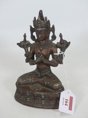 Lot 164 - A Thai patinated metal figure of a Buddha,...