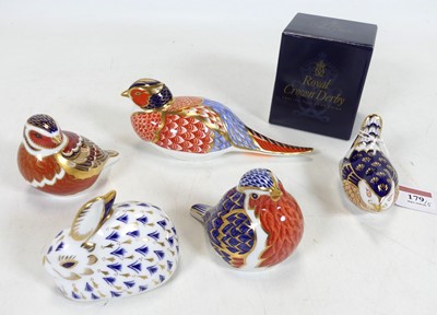 Lot 179 - A group of five Royal Crown Derby paperweights,...