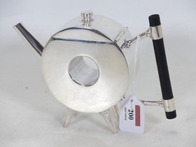 Lot 200 - A reproduction circular silver plated teapot,...